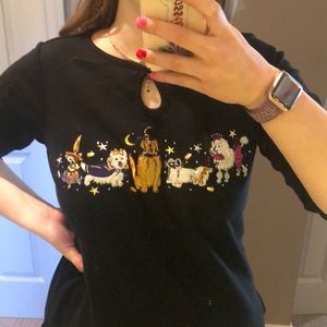 Black dog in costumes Halloween shirt